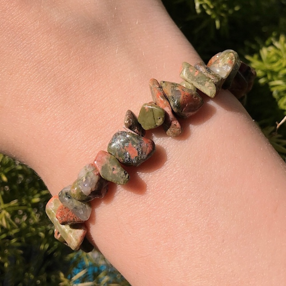 Tumbled Unakite Crystal Healing Bracel…